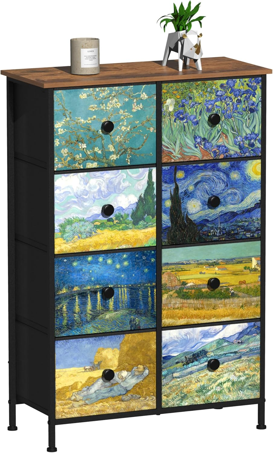 Tall 8-Drawer Dresser for Bedroom Narrow Van Gogh Chest for Hallway Storage