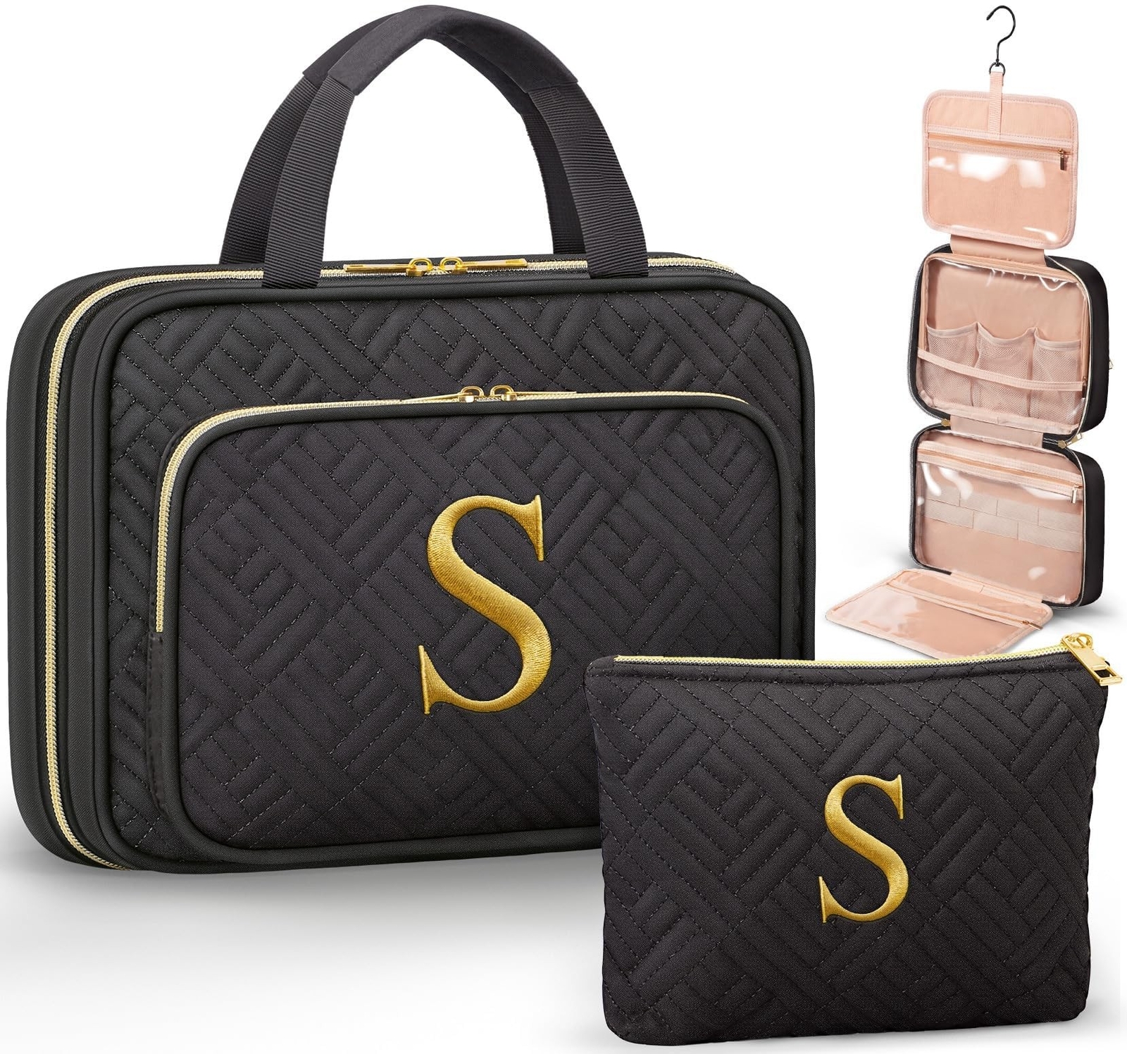 Personalized Birthday Gifts for Women - 2 PCS Initial Hanging Toiletry Bag & ...