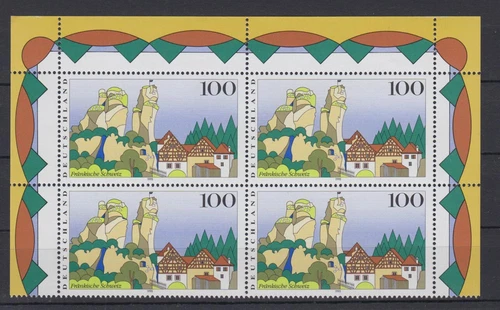 Federal 1807 Corner Edge Top Left + Right Block of 4 Pictures from Germany 100 Pf **