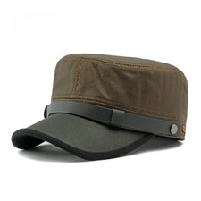 Men Retro Adjustable Flat Top Cap Military Style Cadet Hat Outdoor Sun Hats Chic