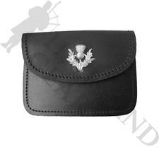 Scottish Sporran Kilt Bag - Ideal for School Bands in Black Leather