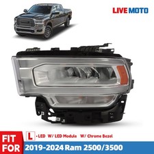 Full Led For 2019-2024 Ram 2500 3500 Chrome Headlight Left Side 68360181ad