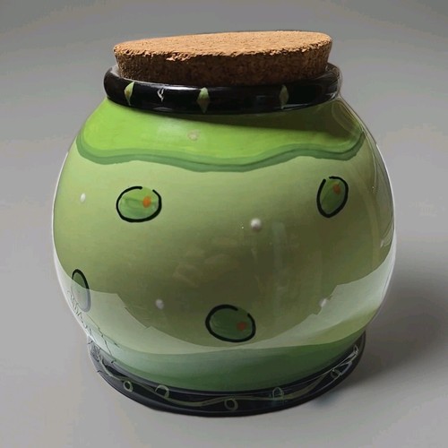 Bella Casa by Ganz "Martini Money" Ceramic Coin Jar w/ Cork Lid – Bar Tip Jar... - Picture 2 of 3