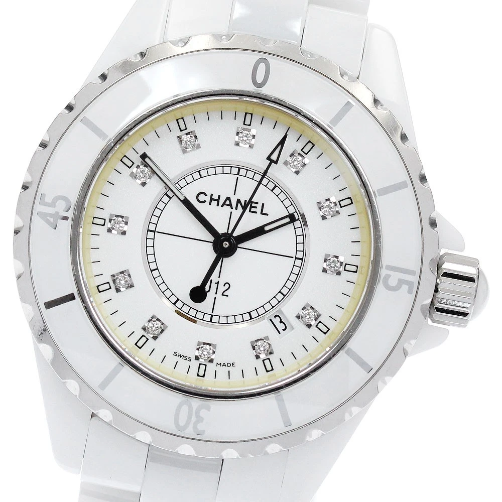 Orologio da donna CHANEL J12 H1628 ceramica bianca 12P diamante quadrante bianco quarzo_887210