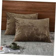 Truly Velvet Pillowcases Standard Size, No Insert, 26" x 20" Pack of 2 Khaki