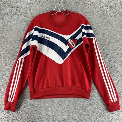 Adidas Sweatshirt Mens Medium Red CAX Soccer Crewneck Pullover Three Stripe Logo