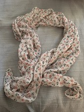 Women's Nautical Anchor Print Rectangle Scarf White/Navy/Red Woven Cotton