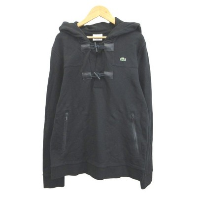 Lacoste pullover hoodie, size 5, black, duffel style, toggle buttons.