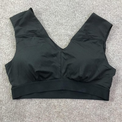 Tommie Copper Sports Bra Womens XL Black Copper Znergy Shoulder Support V Neck