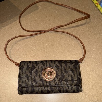 NX Monogram Logo Woman's Small Crossbody Purse Wallet Faux Leather pebbled