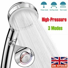 High Pressure bath Shower Head 3 mode large Chrome handset heads water saving UK