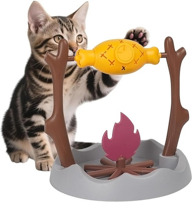 Cat Slow Feeder, Interactive Cat Puzzle Toy Treat Dispenser - BBQ Campfire Grill