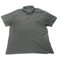 Under Armour Polo Shirt Mens 2XL Gray Striped The Playoff Polo Golf Performance