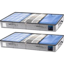 2 Pack Under Bed Storage Containers, 4.5" Low Profile Underbed Storage Bins w...