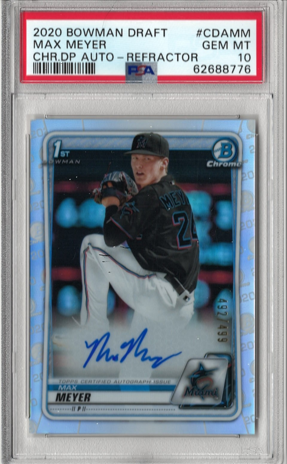 2020 Bowman Draft Chrome Rookie Auto Max Meyer Refractor /499 PSA 10 Gem Mint