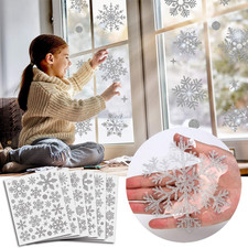 Christmas Snowflake Window Clings 190 pcs Silver Glitter Decals