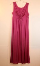 Vintage Gilead Nylon Magenta Maxi Nightgown Lace Large USA Pin-Up Romantic