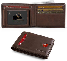 Wallet for Men Slim 11 Credit Card Holder Slots Leather RFID Blocking Small Thin