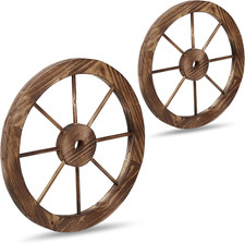 Ruota Di Carro Vintage in Legno, Set Da 2, Decorazioni per Giardino Da Appendere