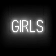SpellBrite GIRLS Sign | Neon Girls Sign Look, LED Light | 17.6" x 6.3"