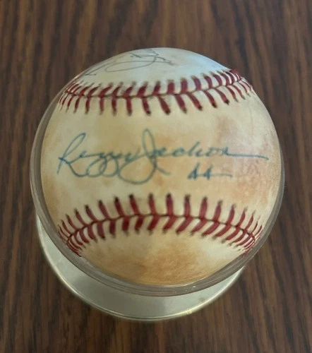 REGGIE JACKSON / MICKEY RIVERS SIGNED VINTAGE AL BASEBALL  NEW YORK YANKEES