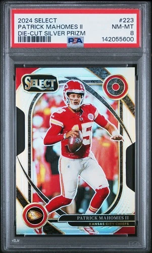 2024 Panini Select - Patrick Mahomes II #223 Die-Cut Silver Prizm PSA 8