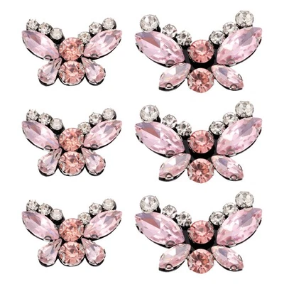 6Pcs Patch Brodée Papillon à Paillettes pour DIY, Grand & Petit, Rose - Photo 1/4