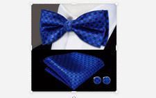 bow tie and cufflinks set with pocket handkerchief