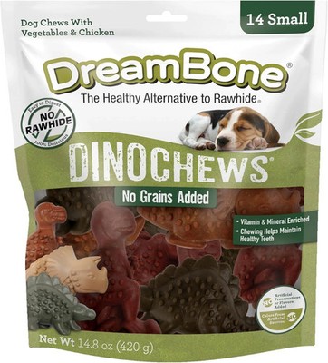 DreamBone Chicken DinoChews Dog Treats, Daily Rawhide-Free Chew, Digests Safely
