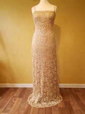 PHASE EIGHT Kleid Gr. 12 Gold Spitze Maxi Abend Lang Party Hochzeit Gast Abschlussball 