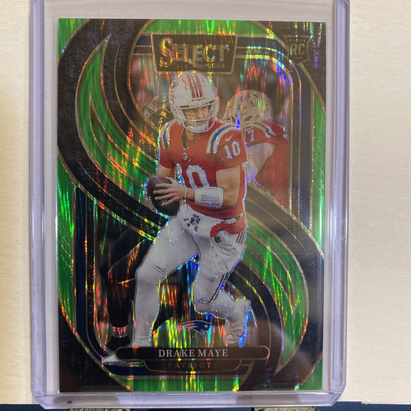 2024 Drake Maye Select Premier Rookie Card #113 Neon Green Shock Prizm RC SP/499