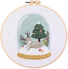 Snowglobe Embroidery Kit Stamped Fabric, Flos...