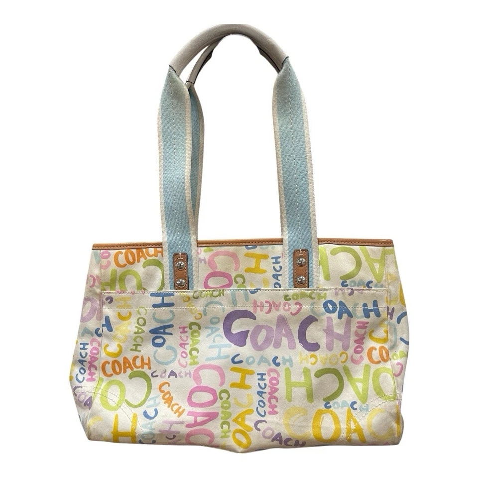 COACH Multi Color DAISY SPELL OUT TOTE Medium Cotton Bag - Image 2 of 4