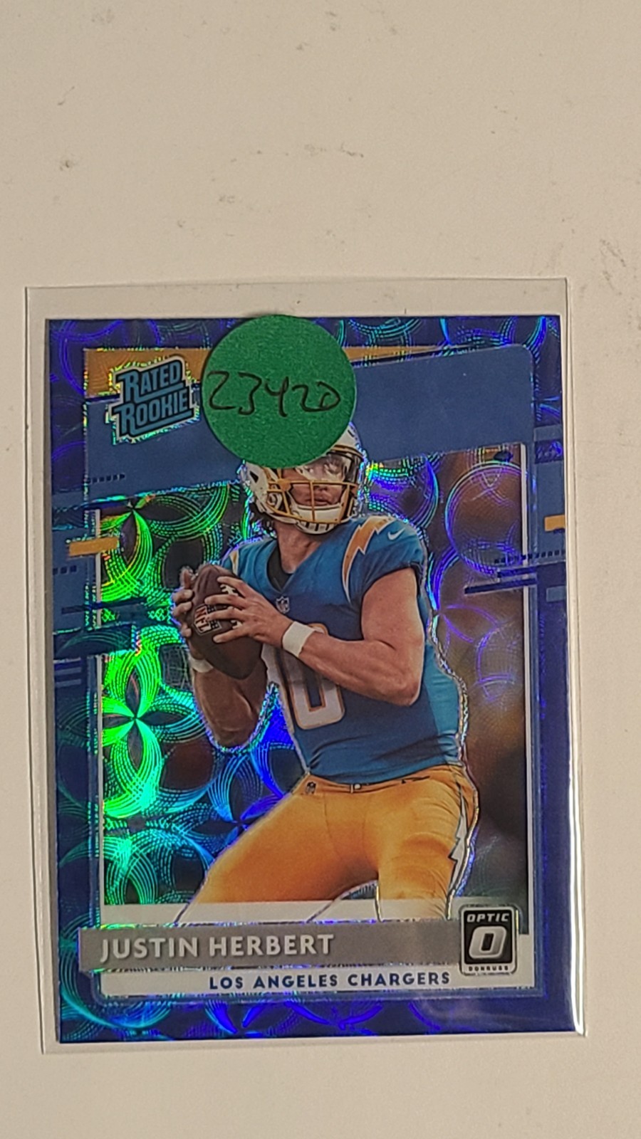 2020 Panini Donruss Optic - Rated Rookie Justin Herbert #153 Blue Scope (RC)