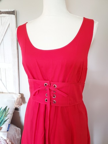 Abito corsetto rosso Plenty by Tracy Reese tencel rayon senza maniche aderente e svasato taglia 6p - Foto 3 di 15