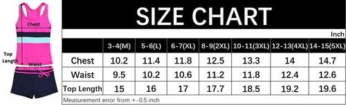Girls Swimsuit Two Piece Tankini Swimwear with Boyshort (Pink, 14-15 Years/5XL) - Picture 7 of 7