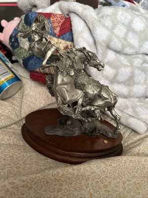 Rare Chilmark Pewter Sculpture 1982 “Bisons Fury”Wichita #1185 By