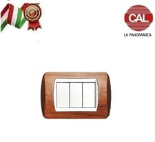 PLACCA 3P LEGNO NOCE NAZIONALE COMPATIBILE LIVING LIGHT BTICINO
