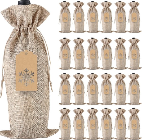 Jute-GeschenktüTen 24 StüCk Mit Kordelzug FüR Weinflaschen Weihnachten Hochzeit-image