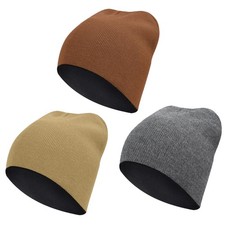 3-Pack Kids Knit Beanie Boys Girls Beanies- Kids Winter Reversible Beanie Hat...