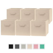 12x12x12 Inch Storage Cubes 6 Pack Fabric Cube Storage Bins Dual Handles Folda