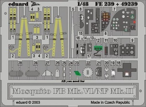 Eduard 49239 1/48 Mosquito FB mk. VI/NF Mk. II for TAM (Pre-Painted)