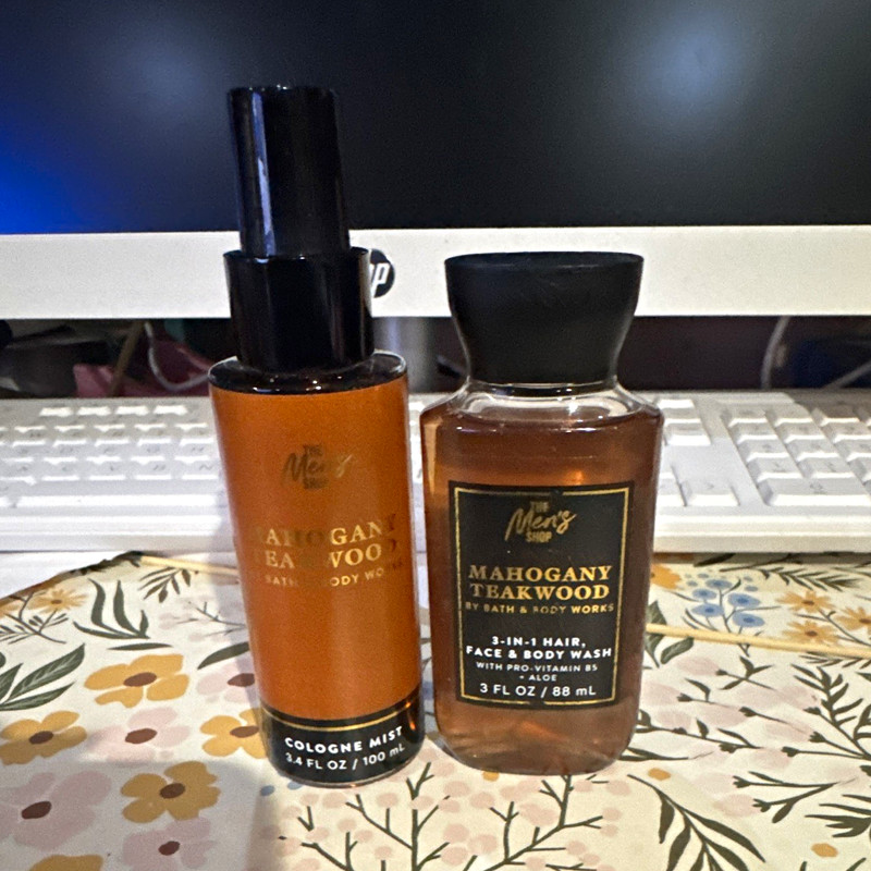 Bath & Body Works Men's Shop Mahogany Teakwood Travel Set Mist & 3-in-1 Wash