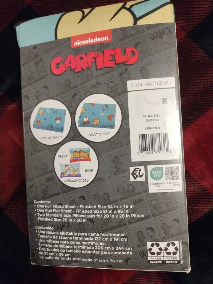 Nickleodeon GARFIELD 4pc FULL Sheet Set! 1 Fitted, 1 Flat Sheet & 2 Pillowcase - Image 3 of 4