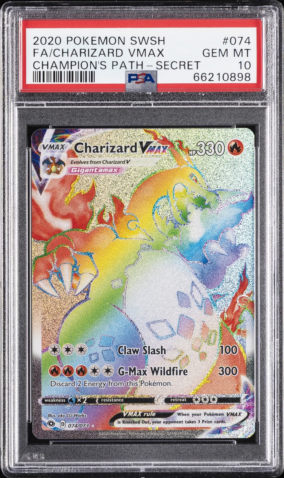 2020 POKEMON SWORD & SHIELD CHAMPION'S PATH #074 FULL ART/CHARIZARD VMAX PSA 10
