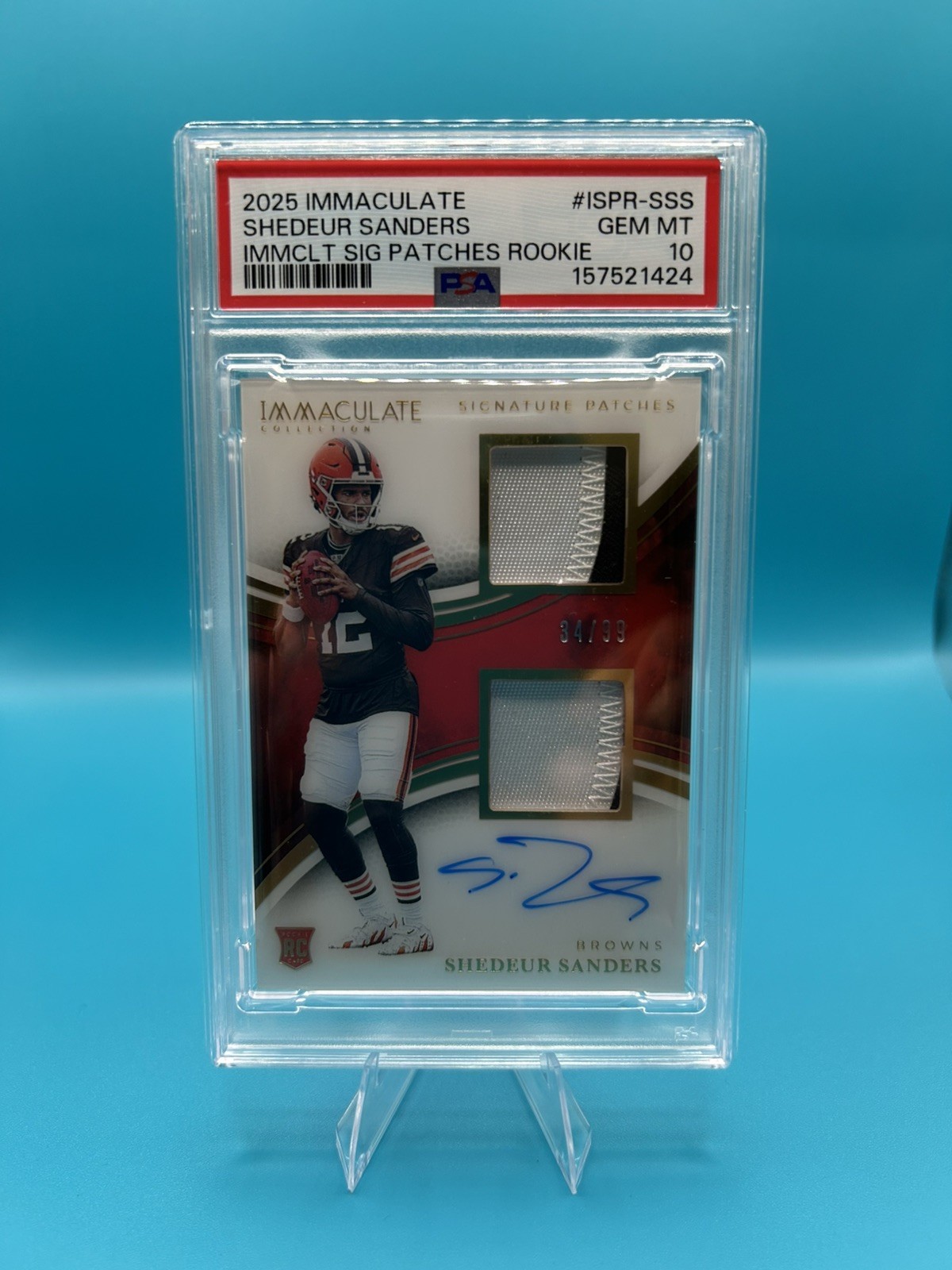 Shedeur Sanders Panini Immaculate Collection Immaculate Signature Patches Rookie #ISPRSSS Base