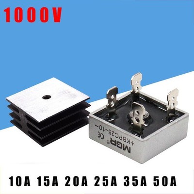 1000V Metal Case Single Phase Diode Bridge Rectifier Heatsink 10 15 20 25 35 50A