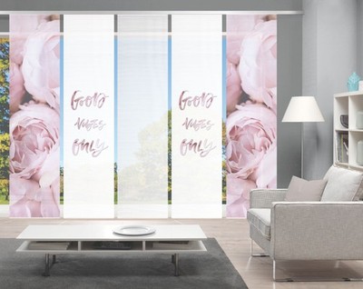 VISION S 5er-Set Schiebegardinen VIBES ONLY, halbtransparent, Höhe 260 cm, rose