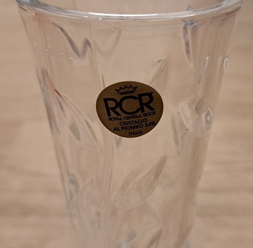 RCR Royal Crystal Rock Laurus Clear Lead Floral Leaf Pattern Crystal 7.5" Vase - Picture 2 of 9