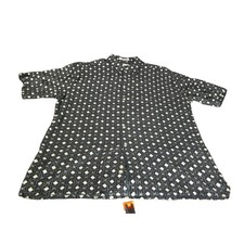 Pierre Cardin Rayon Shirt Men M Black White Geometric Diamond Print Button Up
